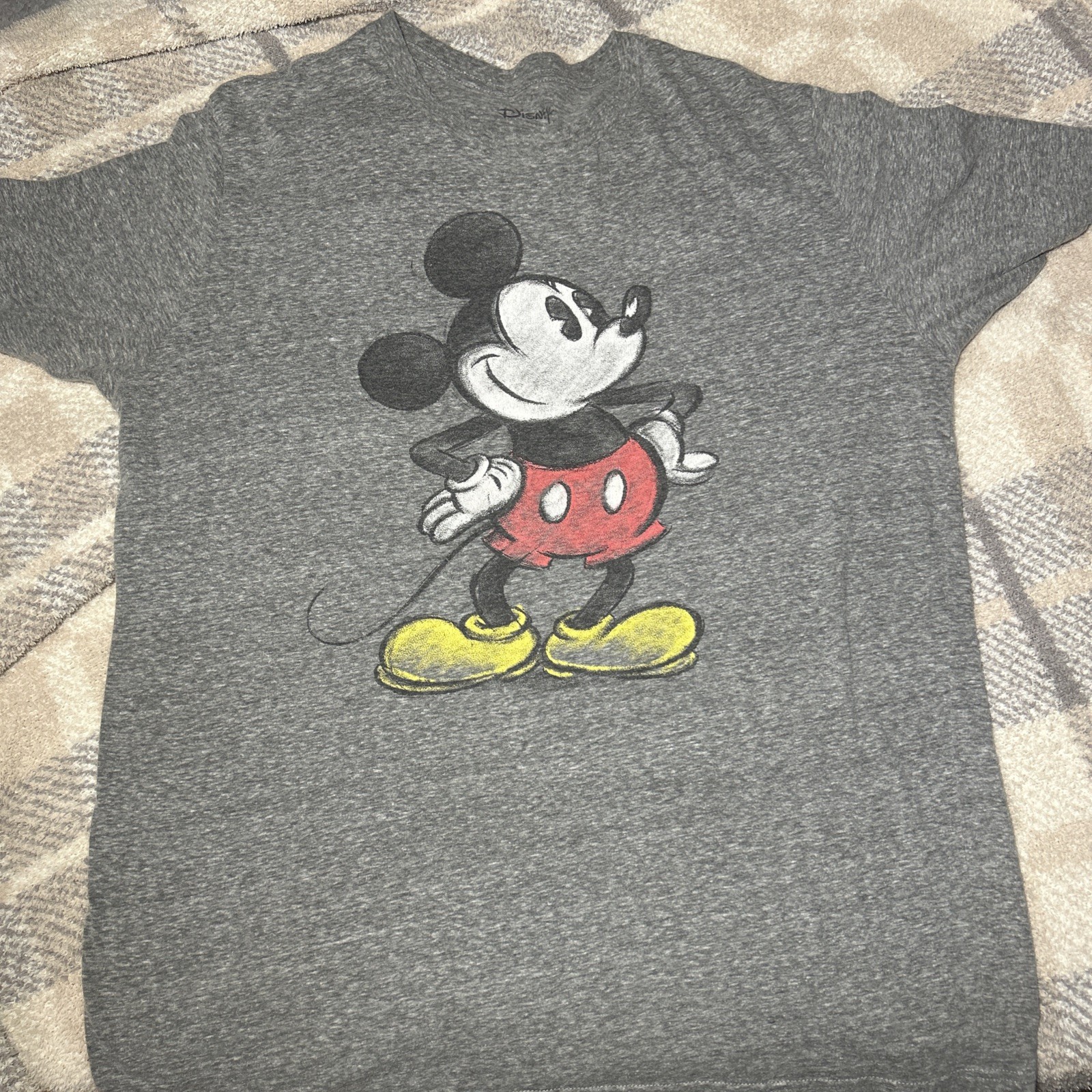 Disney Mickey Mouse Short Sleeve Grey Tee Shirt Size XL