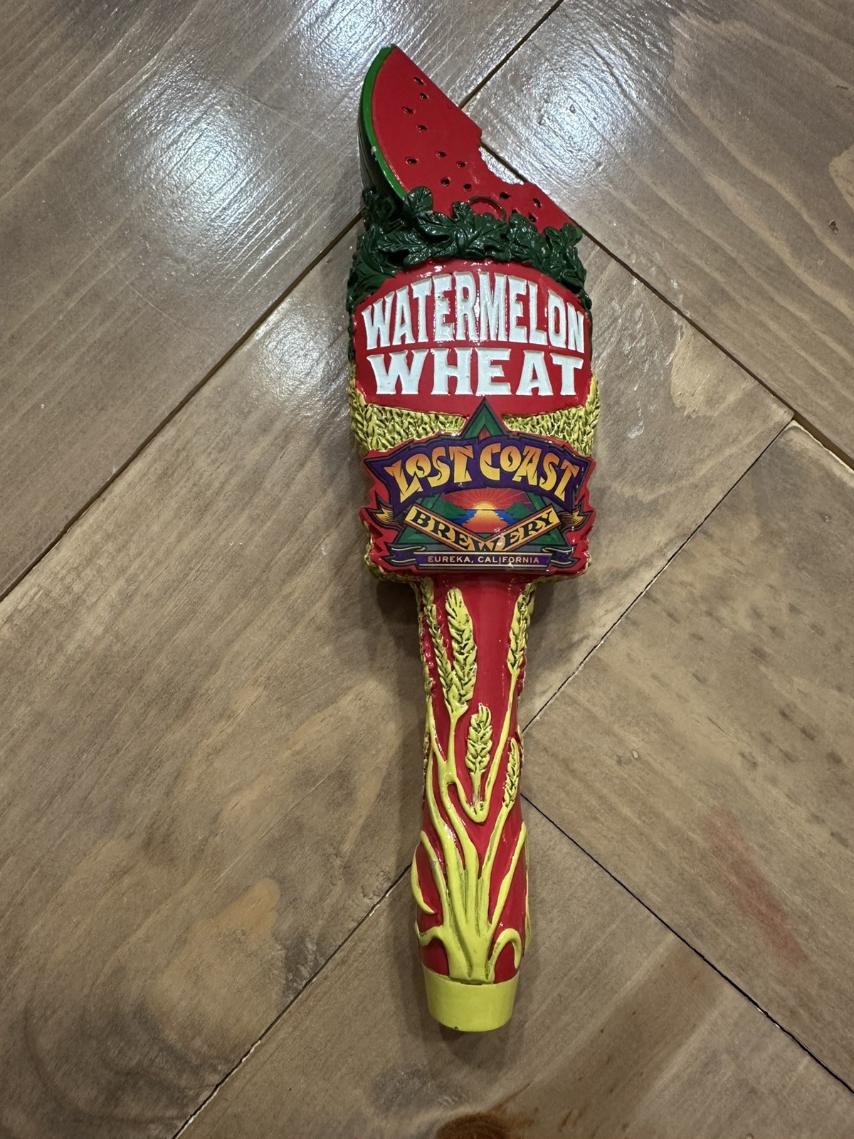 LOST COAST BREWERY Watermelon Wheat Beer Tap Handle Eureka Cal 10"