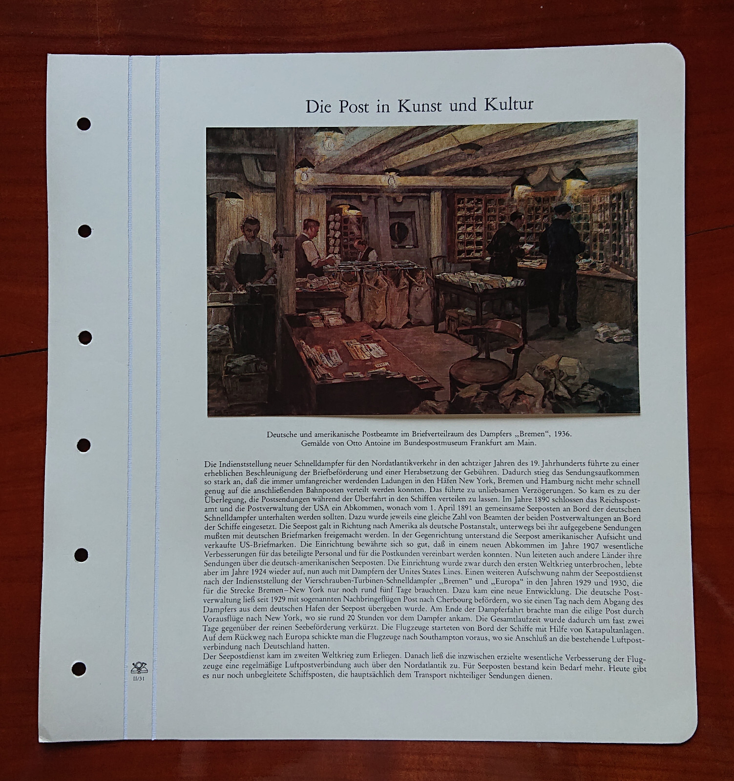 Vordruckblatt the Post Art & Culture Postal Officials Briefverteilraum Steamer