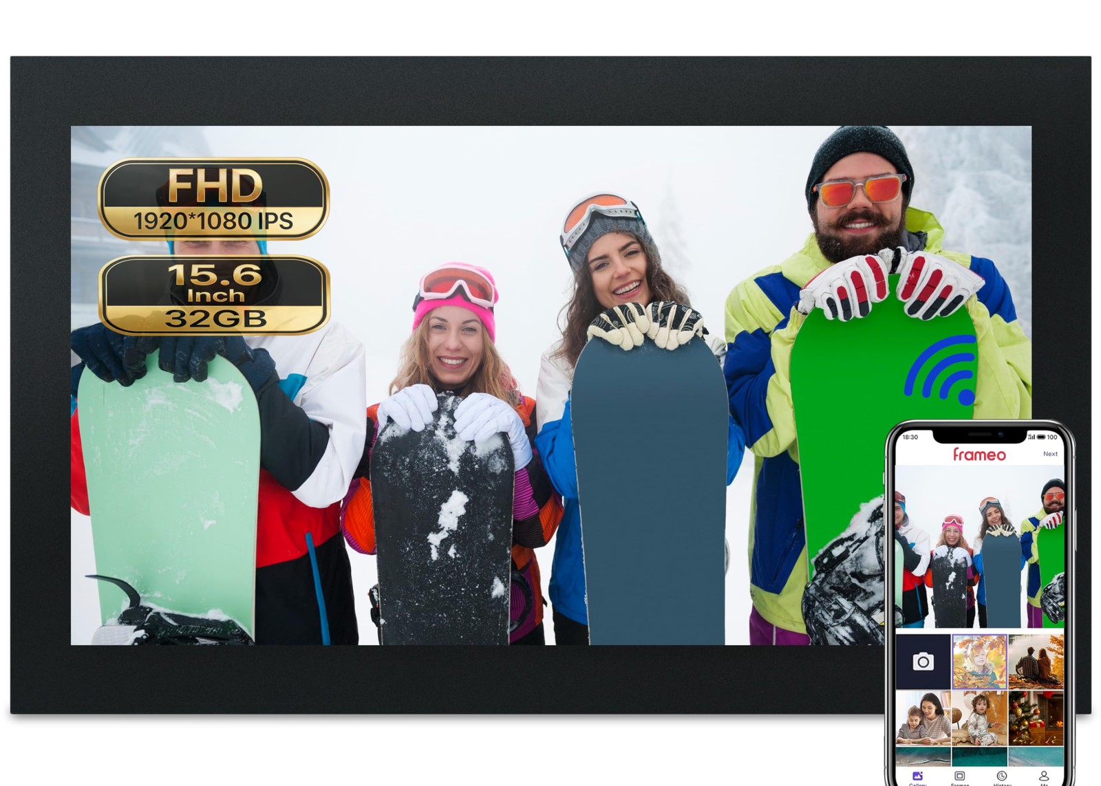 Frameo Digital Picture Frame, 15.6 inch Large Digital Photo Frame WiFi, 1920 ...