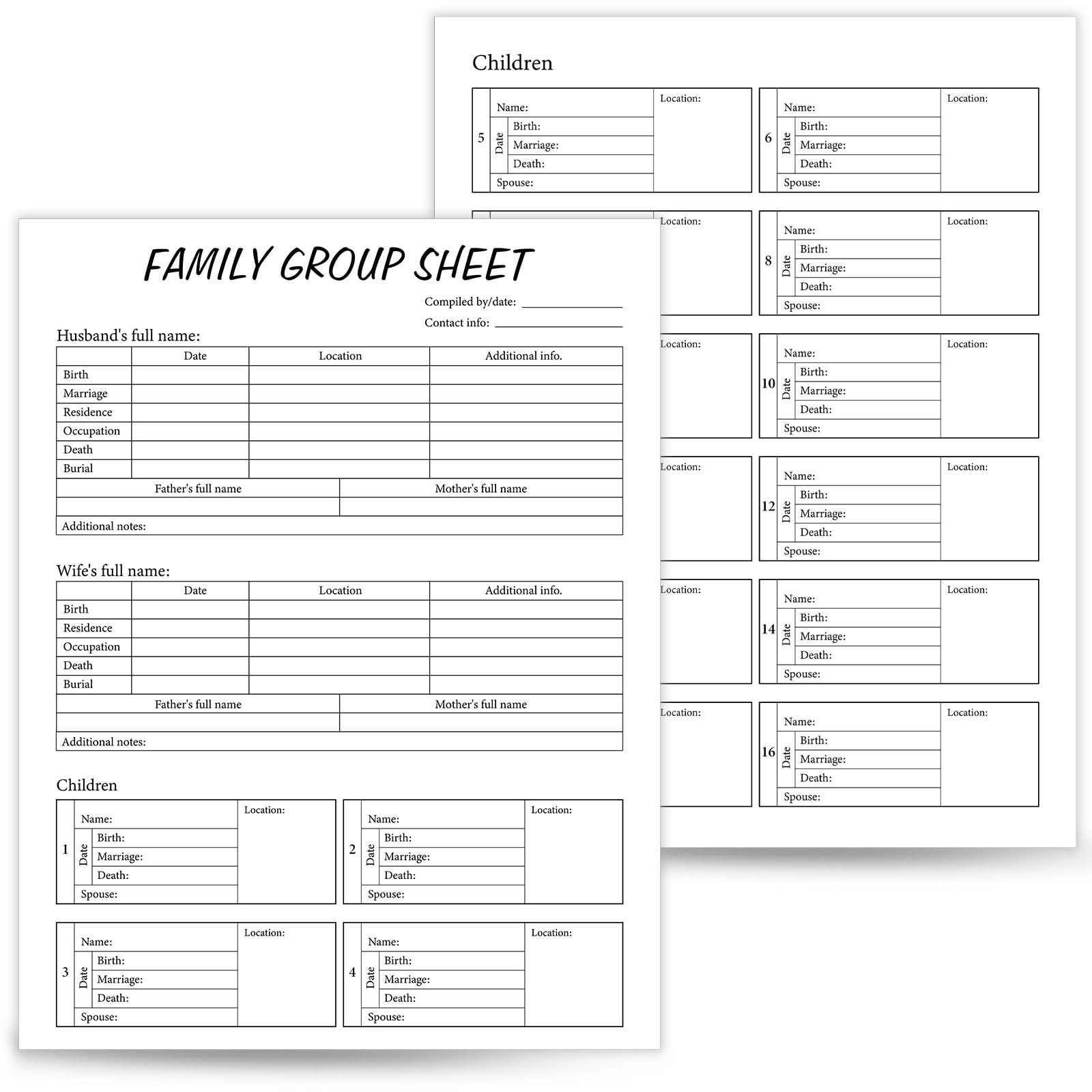 Dunzoom 50 Sheets Family Tree Charts to Fill in 8.5 x 11 Inch Two Sided... 