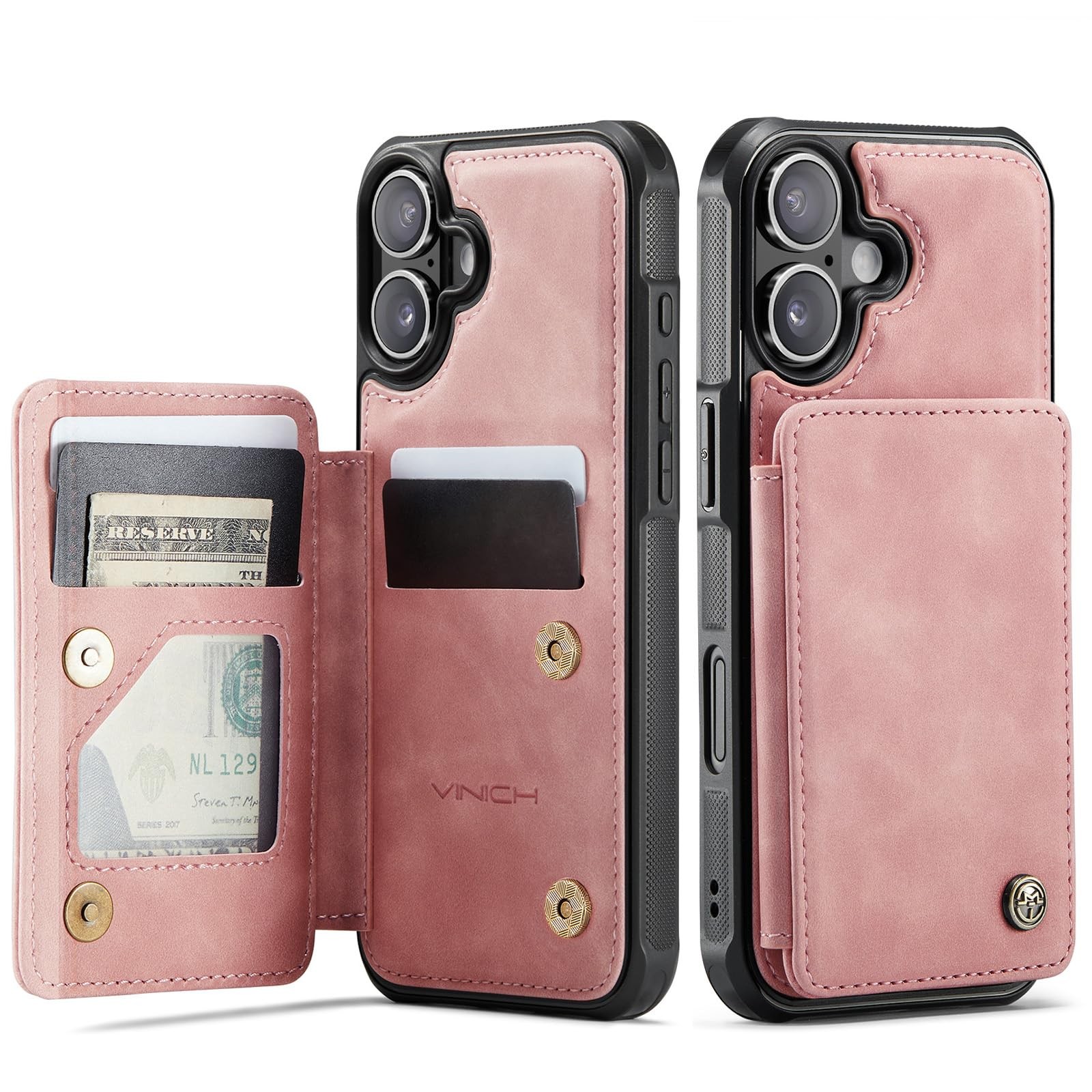 Wallet Case for iPhone 17 6.3 RFID Blocking Card Holder Kickstand Shockproof