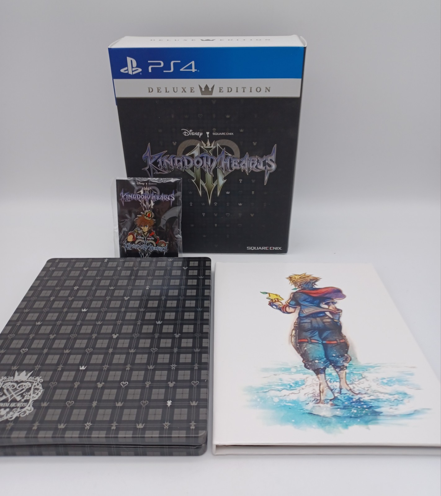 PS4 Kingdom Hearts III Box, Steelbook Case, Art Book, & Enamel Pin - No Game