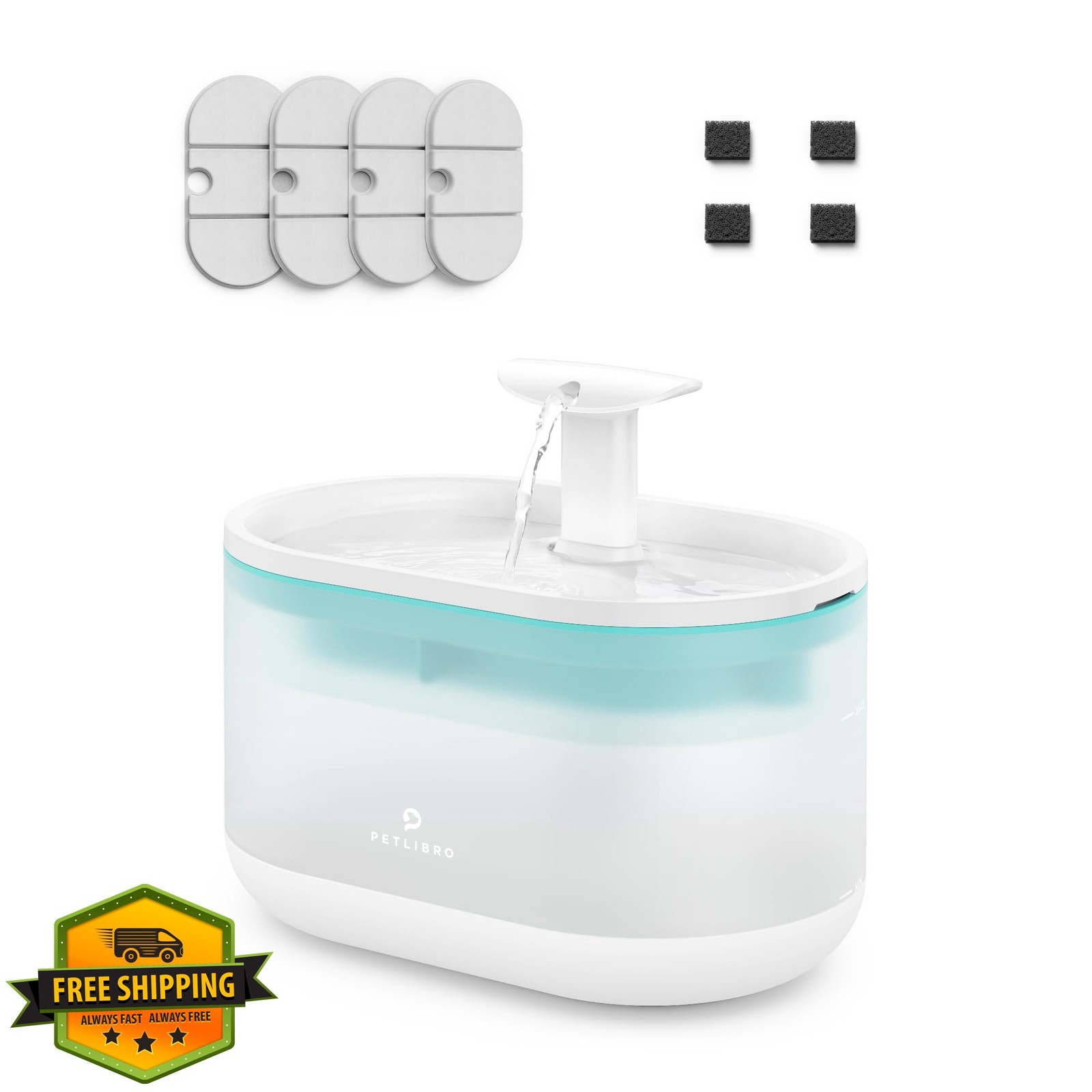 PETLIBRO 2.1L Blue Quiet Cat Dog Water Fountain Filter