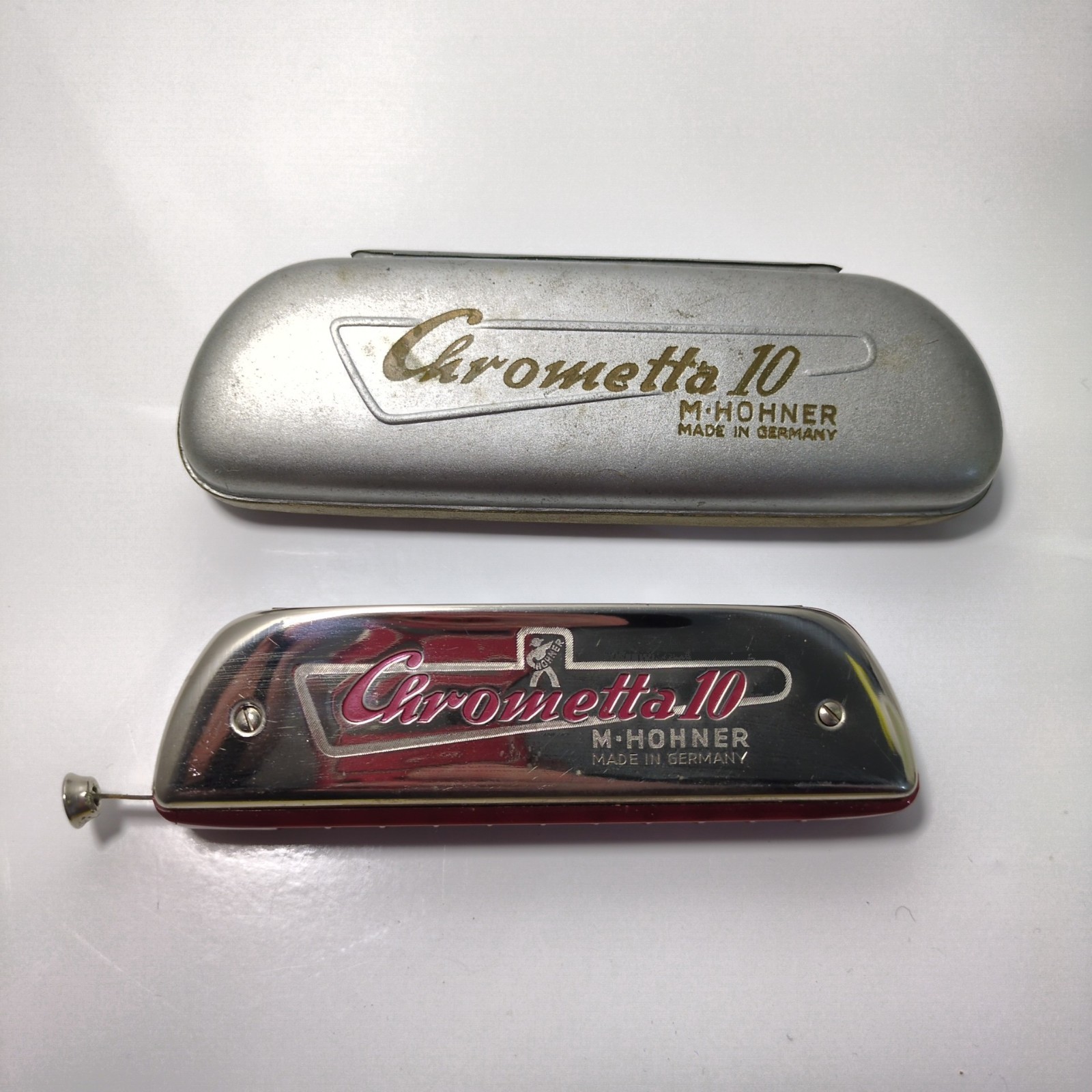  M. Hohner Chrometta 10 Harmonica C Key Made In Germany With Case