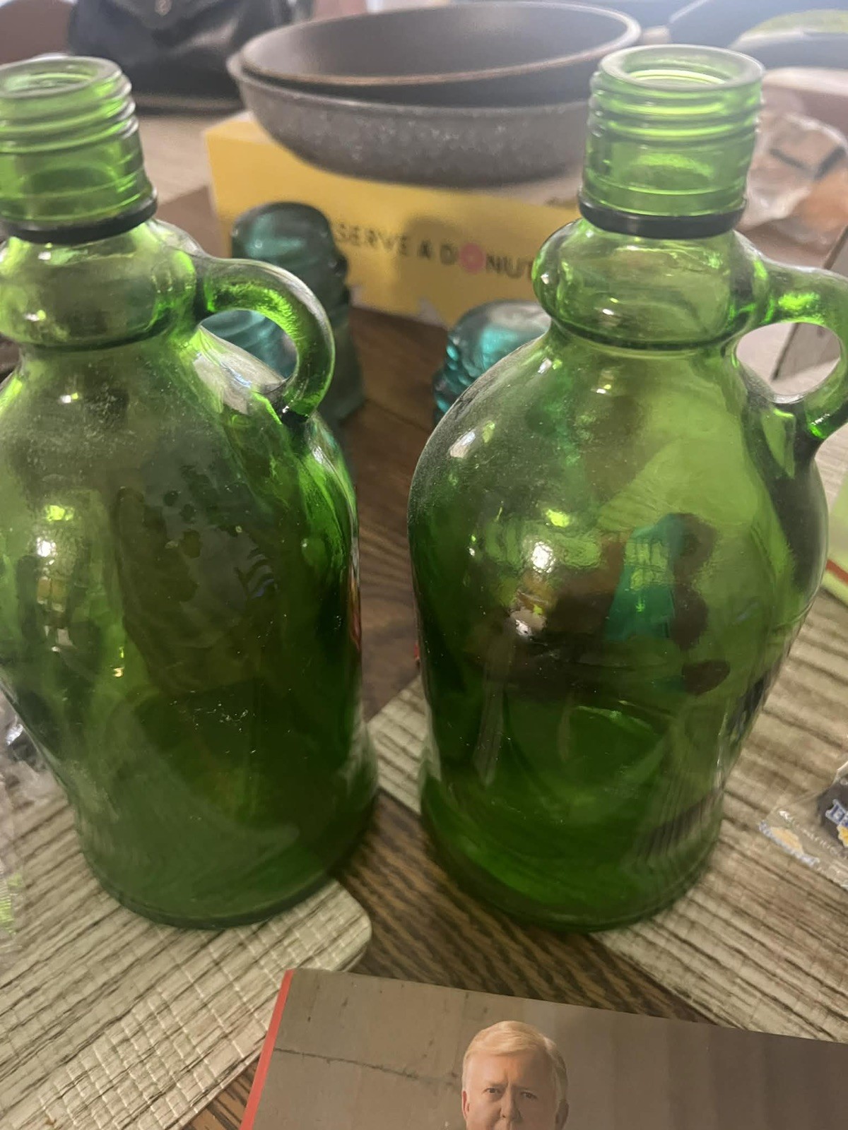 Vintage Mid Century Green  Wine / Beer Home Brewing Glass Jugs