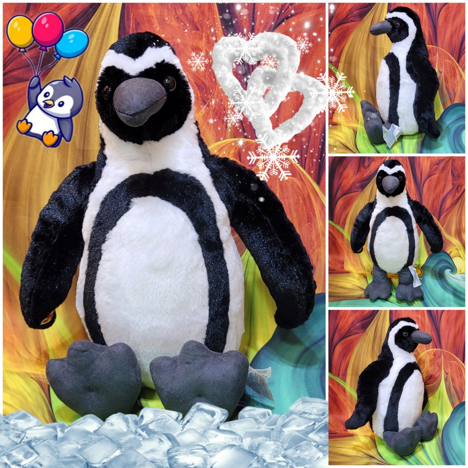 RARE Build A Bear Workshop Black & White African Penguin 16" Stuffed Plush Toy