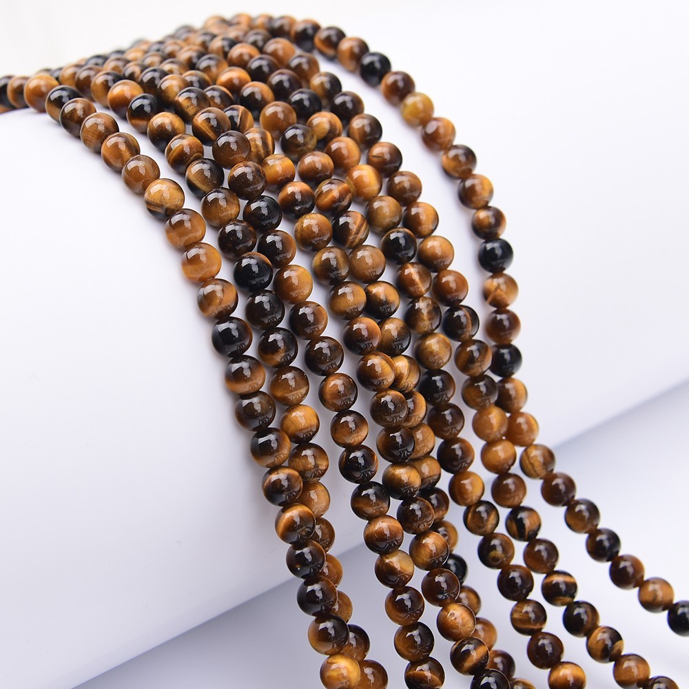 2 Strands 6mm Natural Yellow Tiger Eye Smooth Round Loose Beads Strands 15"