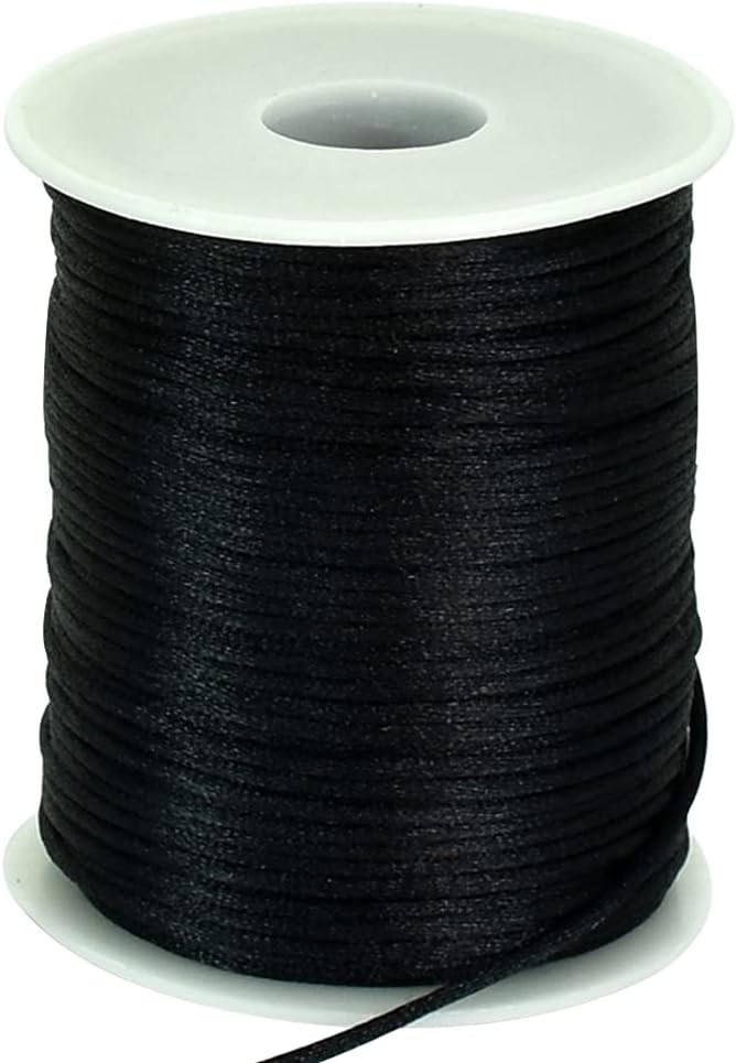 Black Nylon Satin Cord for Jewelry Making 2mm x 110 Yards