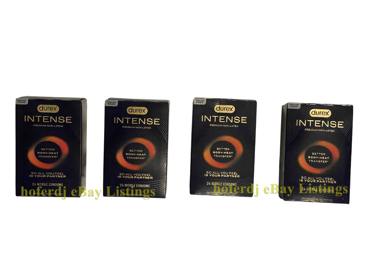 4 Boxes of Durex Intense Premium Non-Latex Nitrile Condoms 24 per Box NEW