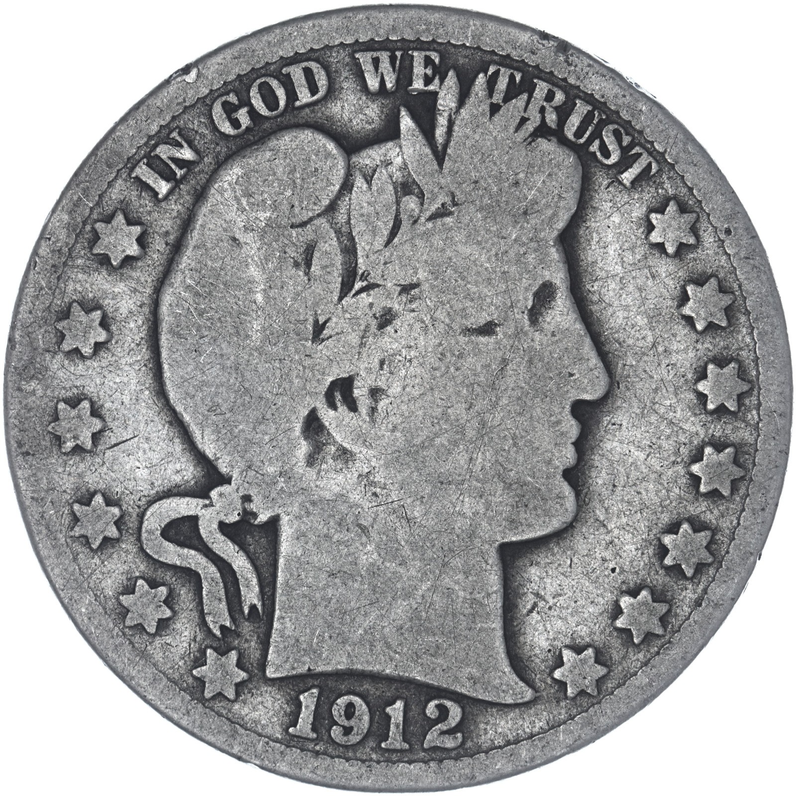 1912 S Barber Half Dollar About Good 90% Silver See Pics F648