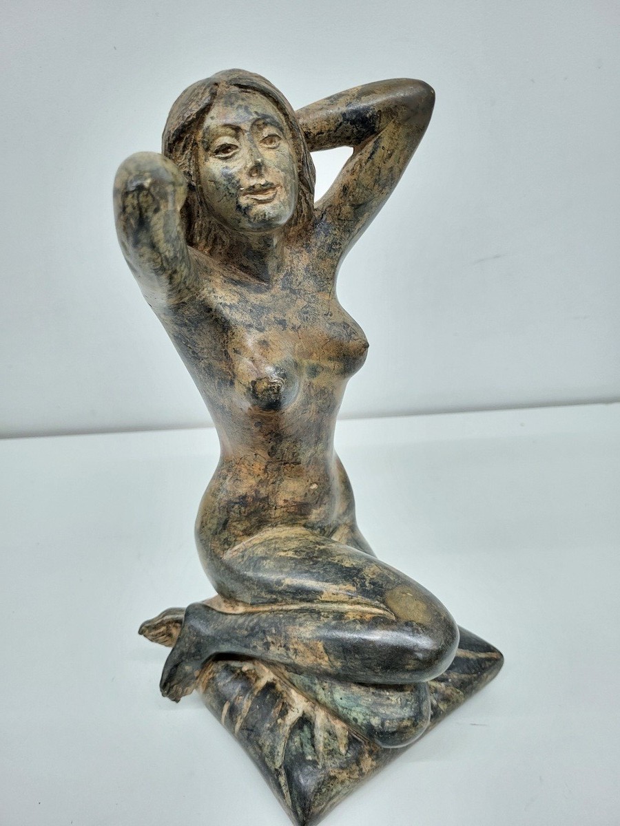 Statue Sculpture Damsel Art Deco Style Art Nouveau Style Bronze