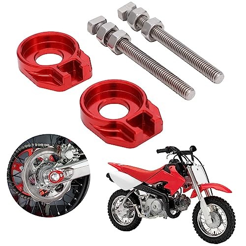 Motorcycle 2pcs 12mm Chain Adjuster Tensioner CNC Universal for CRF50F red