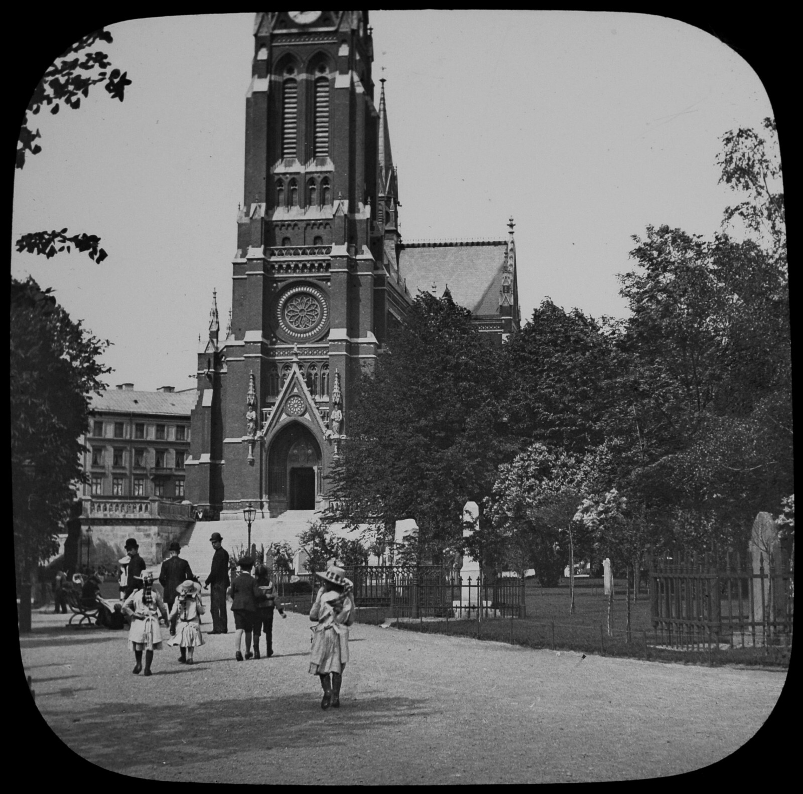 ANTIQUE Magic Lantern Slide STOCKHOLM ST JOHNS CHURCH C1890 PHOTO SWEDEN