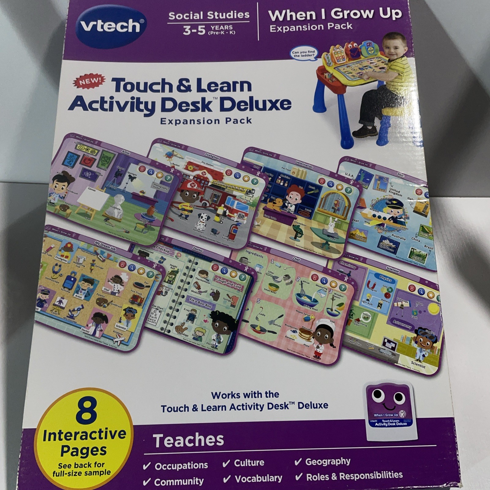 F54 VTech Touch & Learn Activity Desk When I Grow Up Ages 3-5 Pre K-K Social