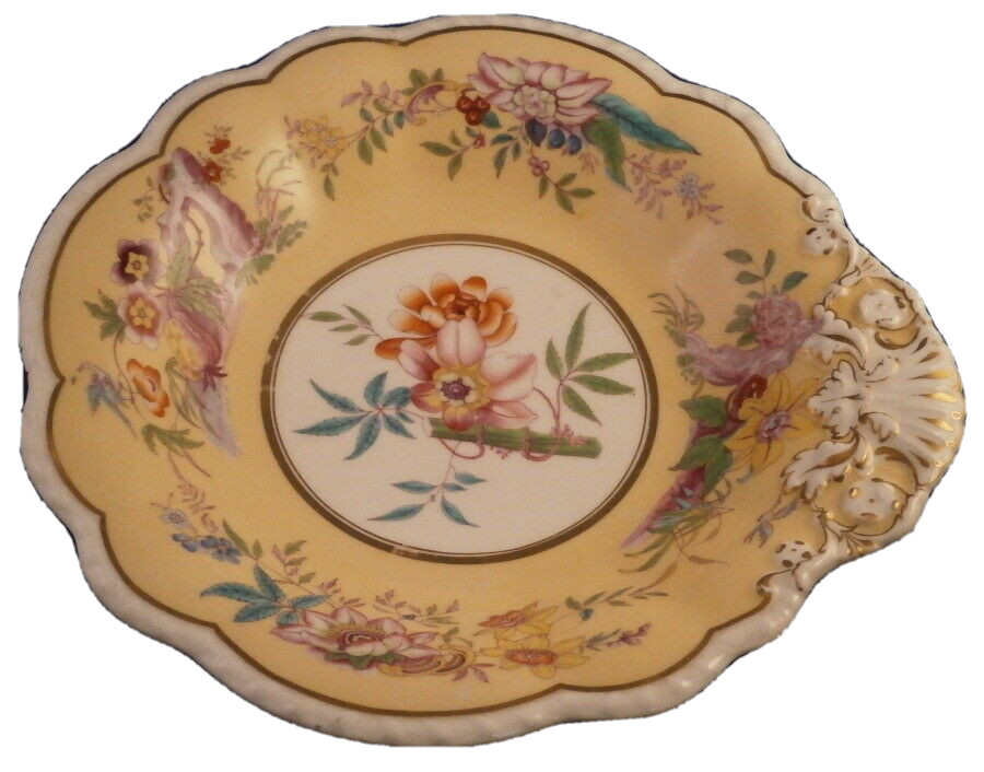 Antique 19thC English Porcelain Floral Dish Porzellan Schale Davenport Ridgway A