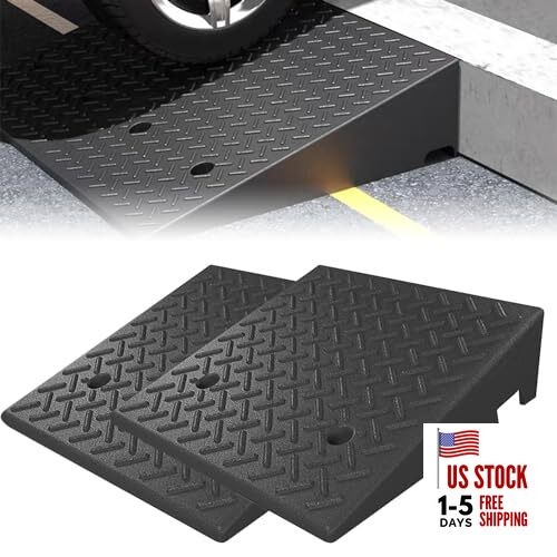 2PCS Rubber Curb Ramp, 20"*20"*7" Rise Threshold Ramp, Heavy Duty 7000Lbs 