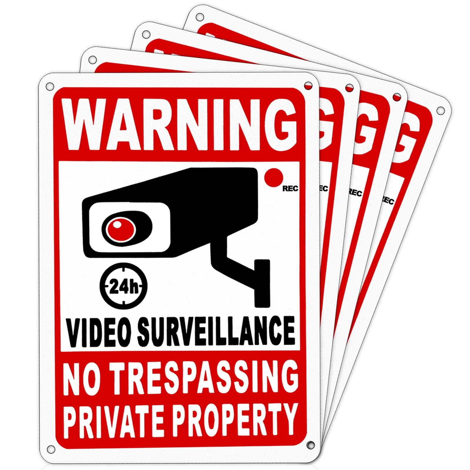 4 Pack Private Property No Trespassing Sign, Rustproof Aluminum 24Hour Video ...