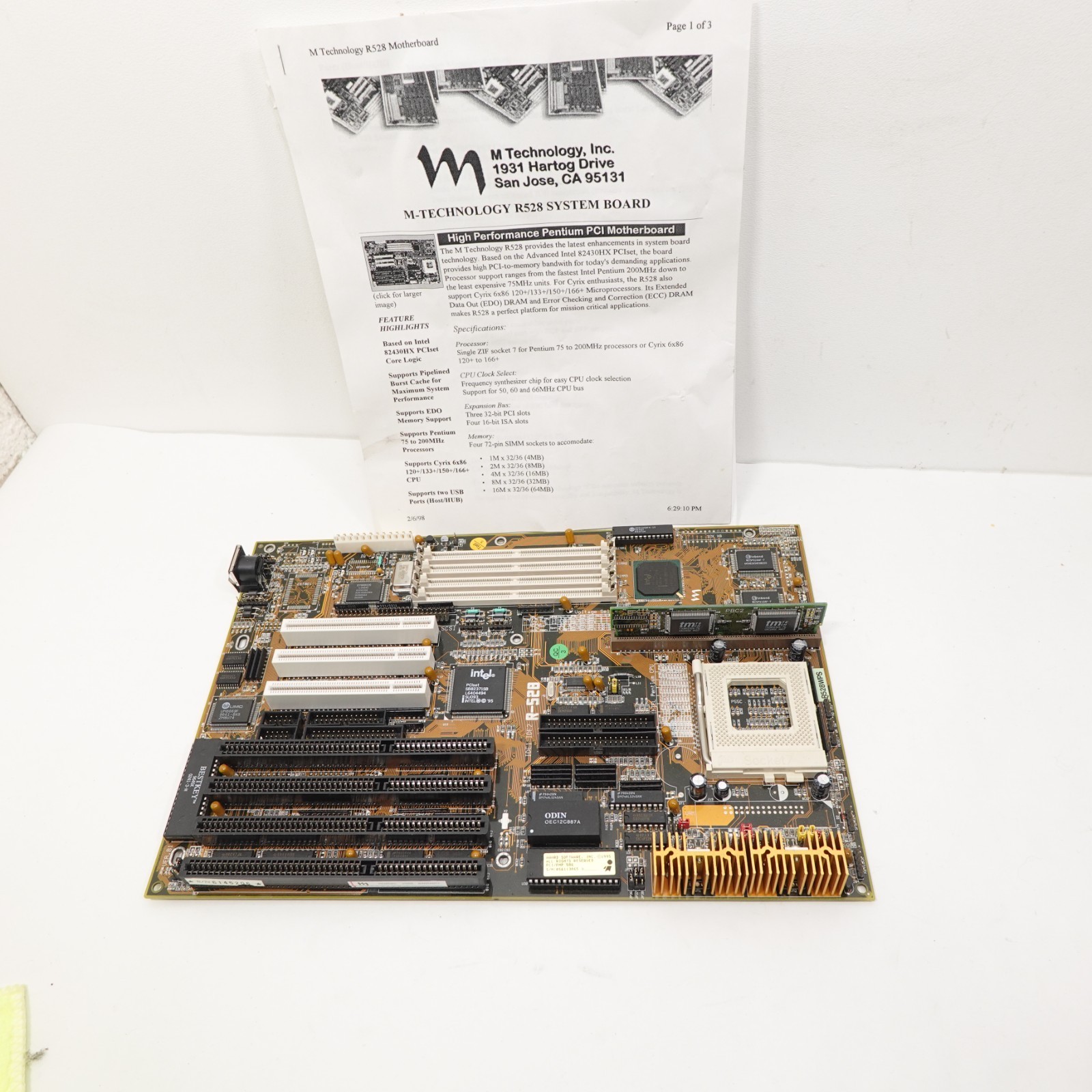VINTAGE Gaming MTI M Technology R528 Motherboard