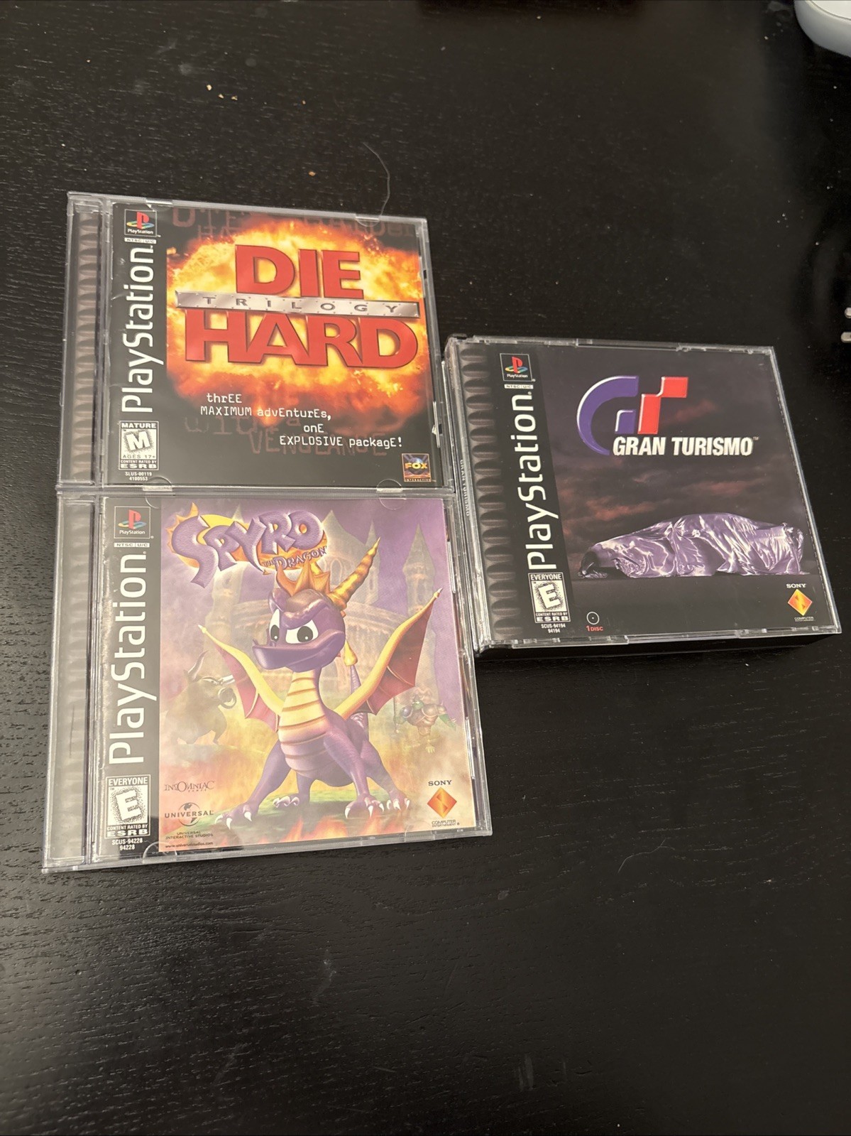 Lot 3 PlayStation Games Spyro the Dragon Die Hard Trilogy Gran Turismo Complete