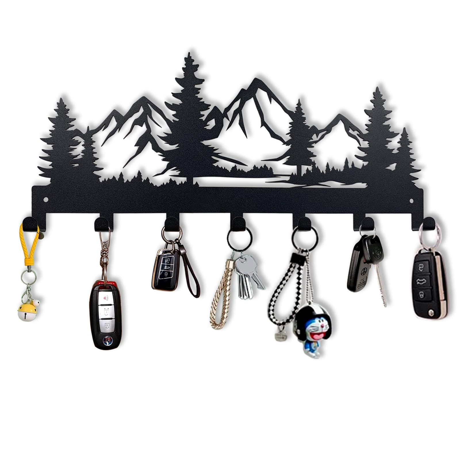 CatTerranM Metal Key Holder, Wall Mounted Hooks, 12 Inch, Mountain 