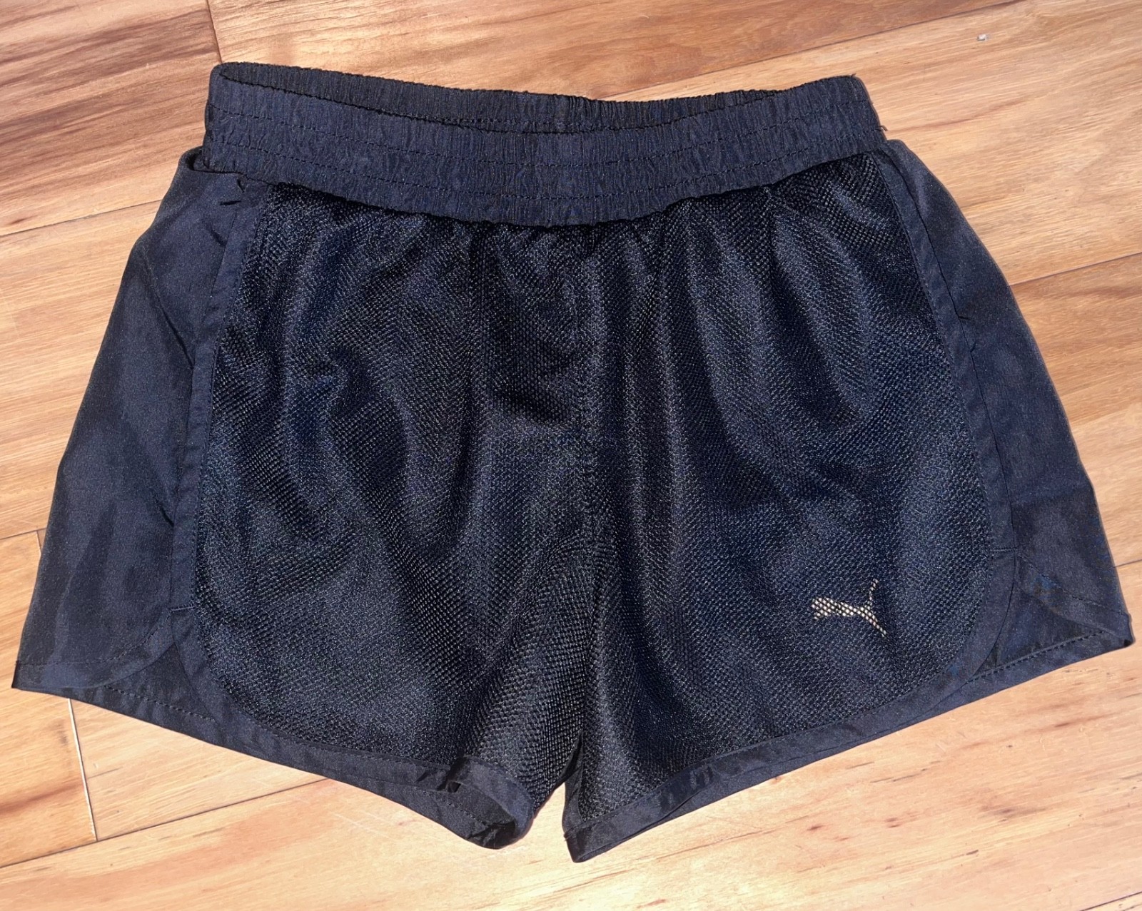 PUMA GIRLS BLACK ATHLETIC RUNNING SHORTS SIZE 8-10 EXCELLENT COND LD