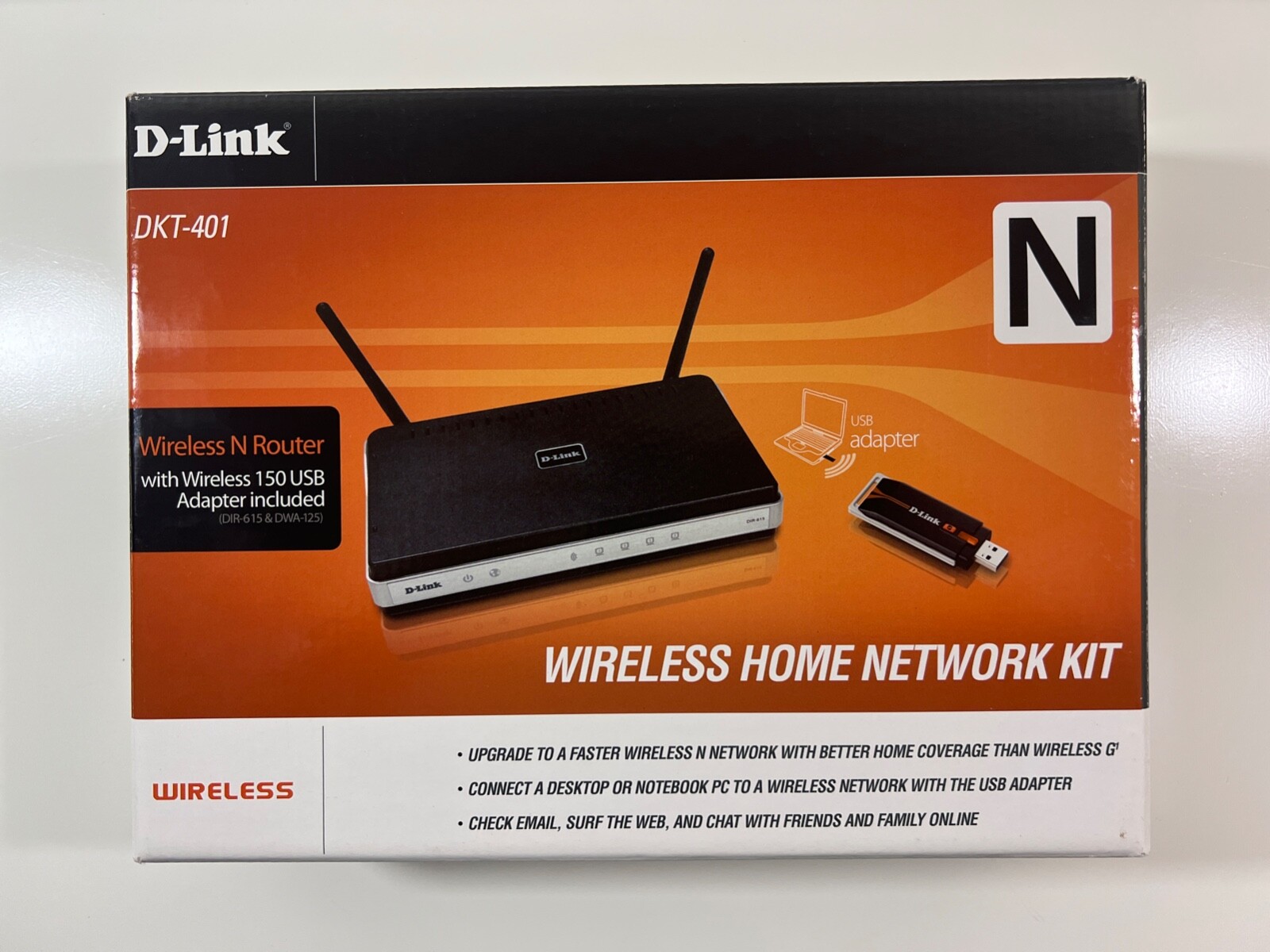 D Link Wireless Home Network Kit Dkt-401 New 150 USB Adapter Included