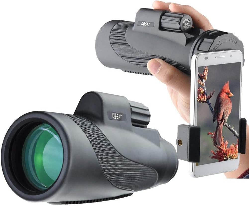 Titan 12X50 High Power Prism Monocular and Quick Smartphone Holder - Wate