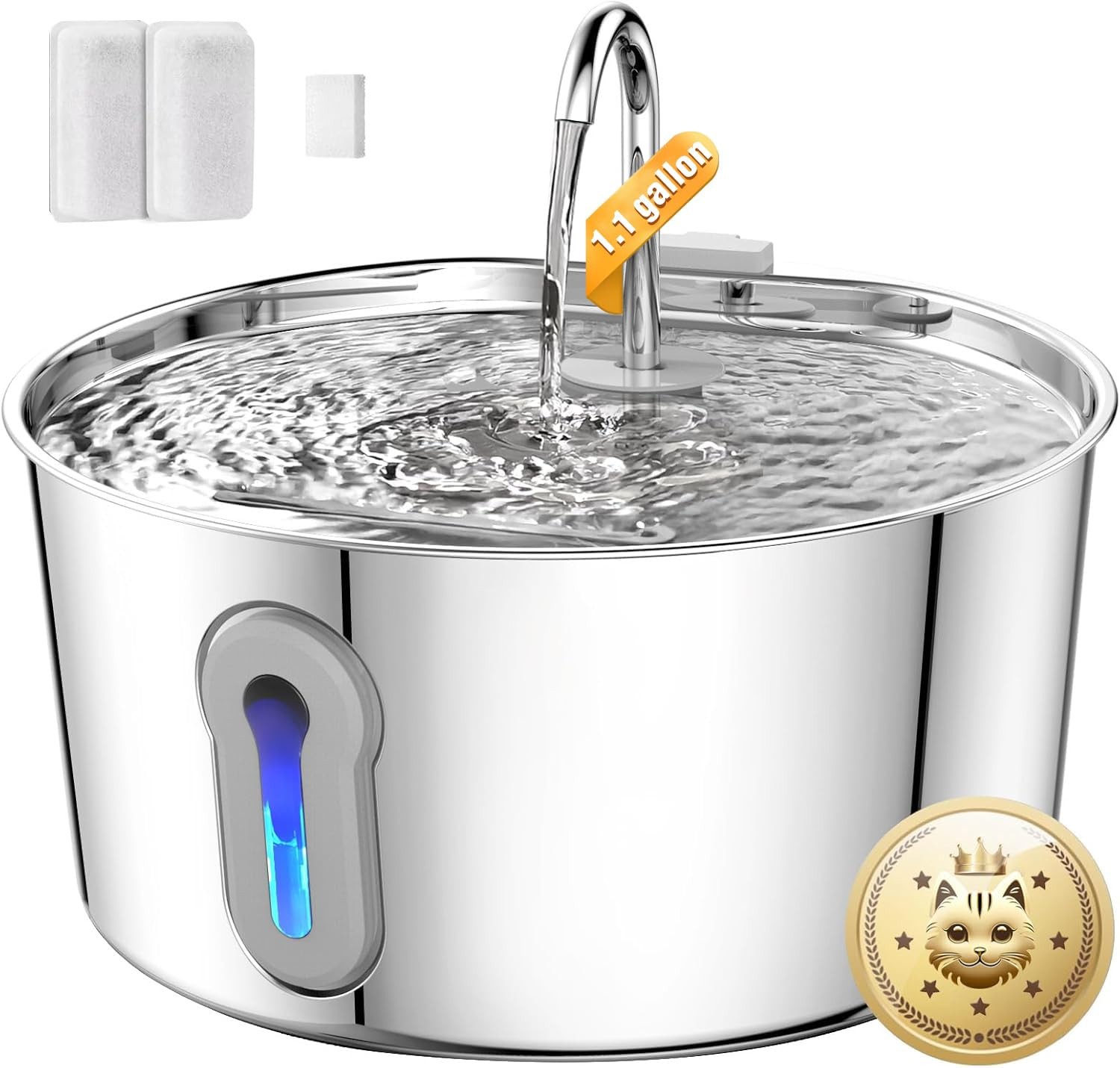 HAJXM 135oz Stainless Steel Cat Dog Water Fountain Automatic Pet Dispenser