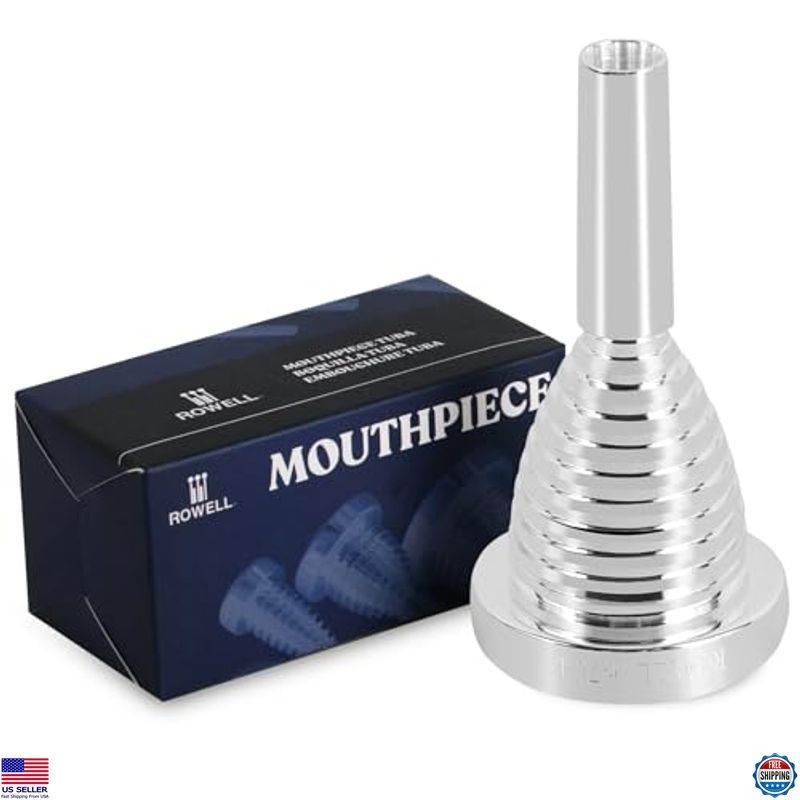 ROWELL 67C4 Silver-Plated Brass Tuba Mouthpiece - Ideal for Beginners & Pros