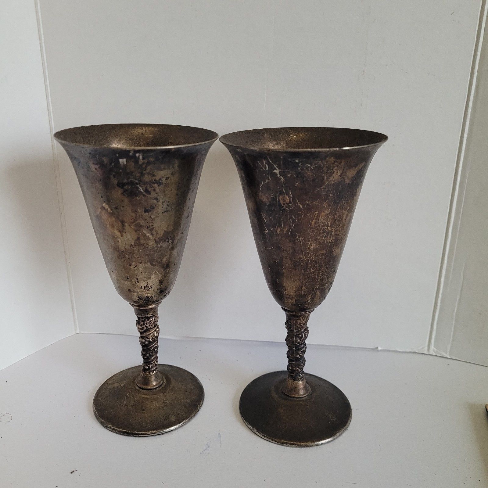 Vintage FB Rogers Silverplate Chalice Goblet Made in Italy Vine Wrapped Stems