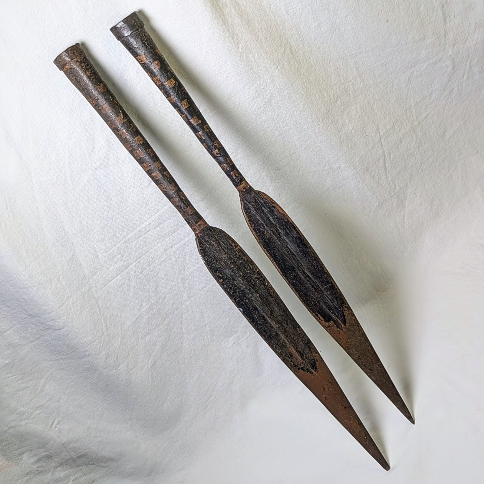 19th/20th C. Samburu Maasai Lion Hunting Spear Tips Authentic African Metalwork