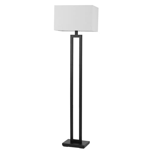  67046 58" Floor Lamp, Matte Black Finish, White Linen Rectangular Shade, 