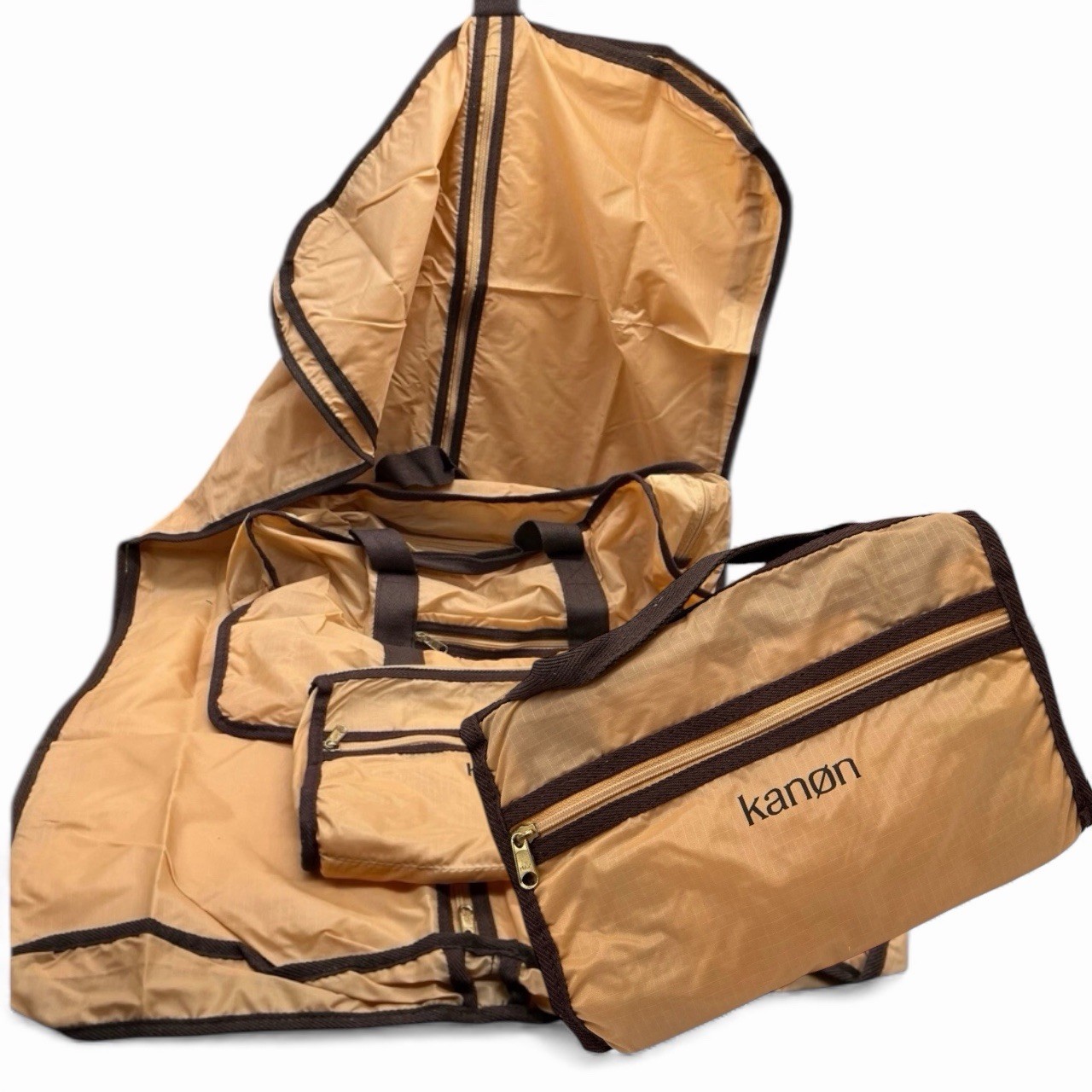 Vtg Kanon Cologne Travel Bag 3 Pc Set Folding Handled Bag Garment Toiletry Hip