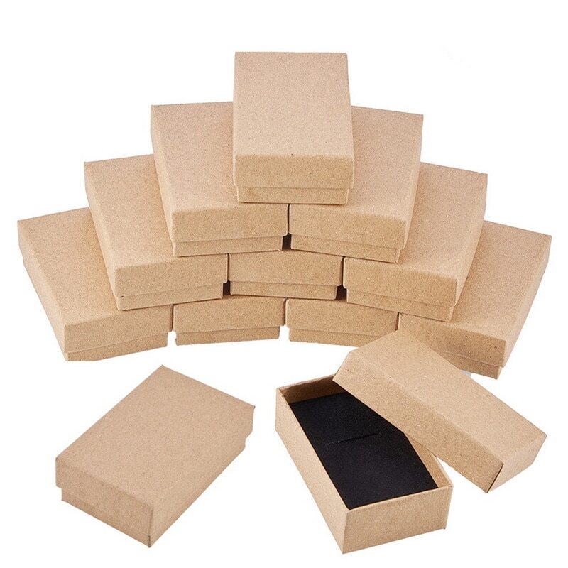 24pcs Retro Jewelry Box with Sponge Inside Cardboard Boxes for Ring Necklace
