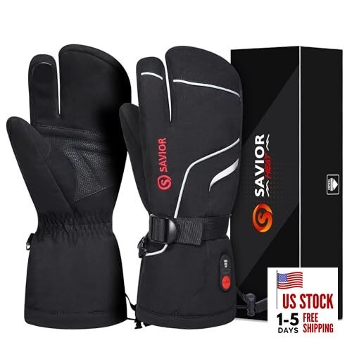 Heated Mittens Battery Gloves Men Women,  Flexible Crab Finger X-Small S66G