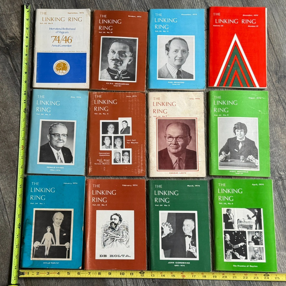 THE LINKING RING Magazine 1974 12pc Lot Full Set Magic Magician Magic Tricks