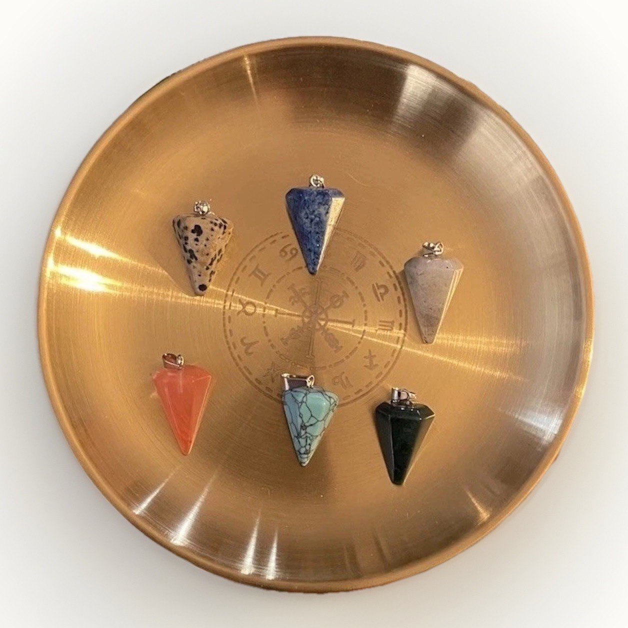 Dowsing Pendulum - Pendant Assorted Natural Crystal Lot of 6 Authentic !