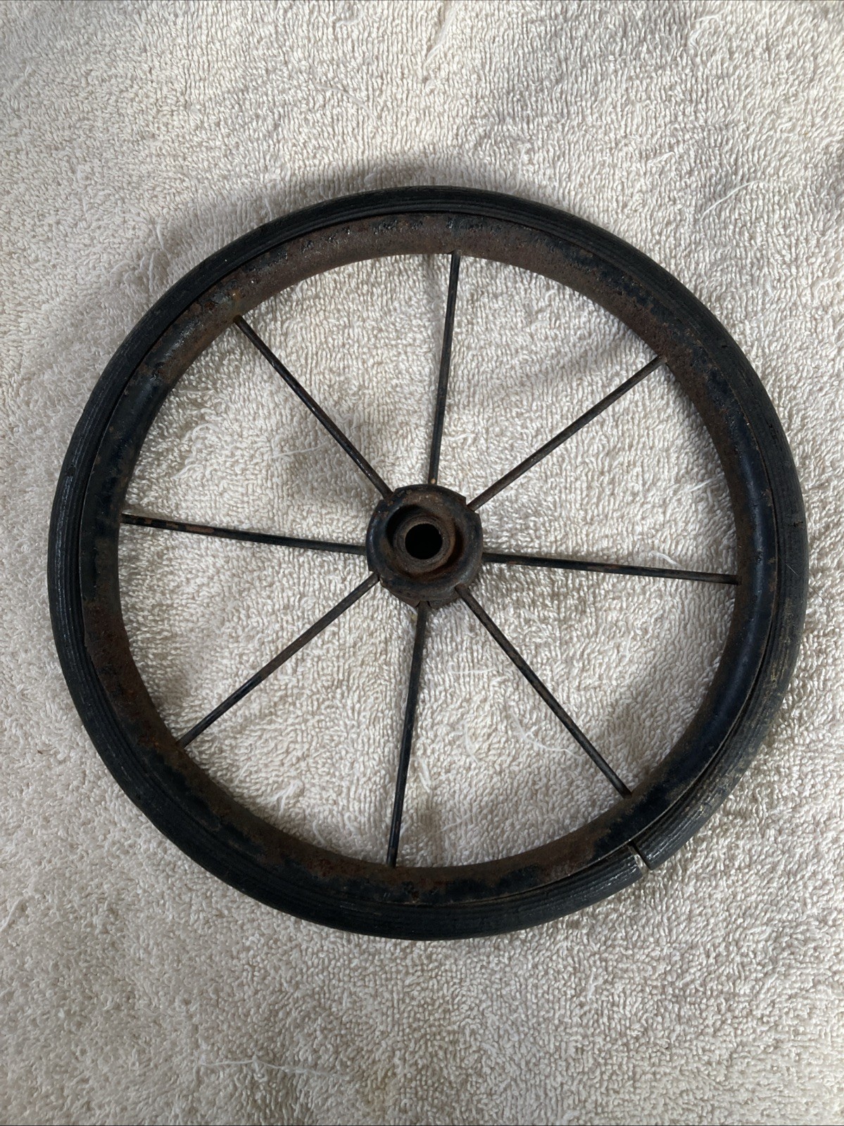 8" Metal Spoke Narrow Carriage Buggy Wheel Hard Rubber