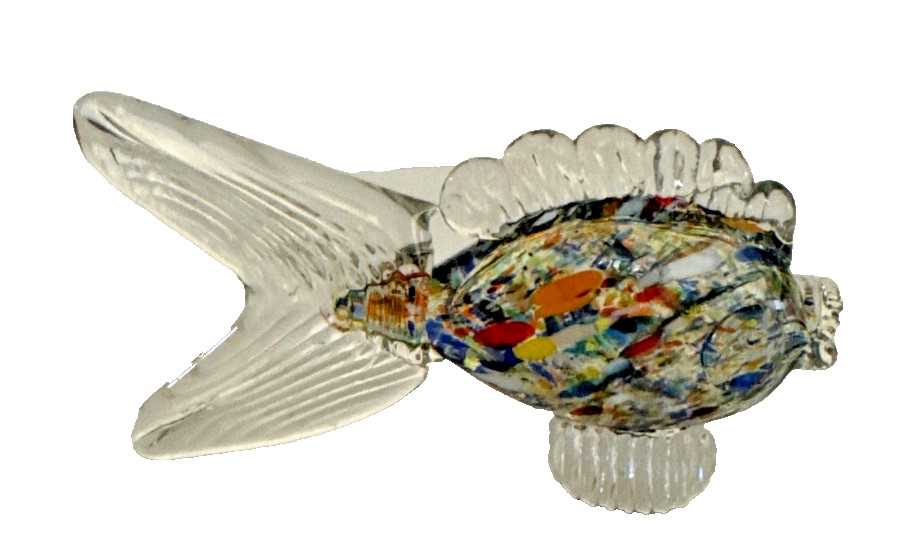 VTG HAND BLOWN COLORFUL SWIRL ART GLASS MURANCO STYLE 7" PAPERWEIGHT BLUES (17)