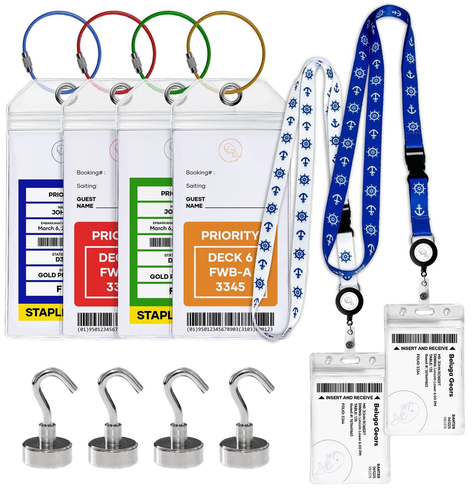 Cruise Essentials 2026 - Luggage Tags 4 with Zip Seal and Steel Loops + 2 Cru...