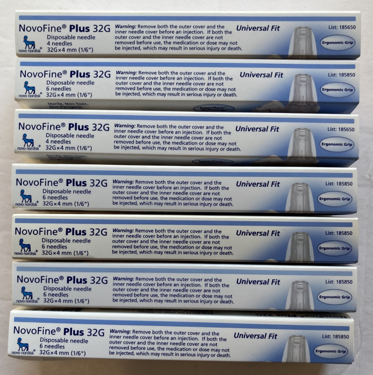 NOVOFINE PLUS 32G x 4mm (1/6”) 5 x 6 =30 2 x 4= 8 UNIVERSAL / EXPIRE 07/26-10/27