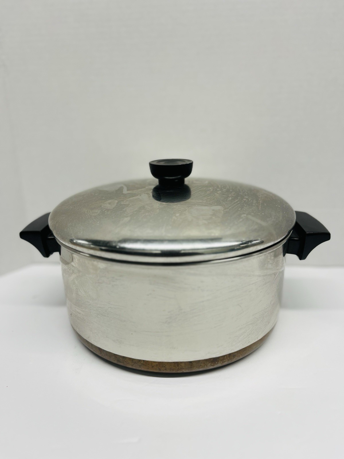 Revere Ware 4 1/2 Qt Stock Pot Stainless Steel Copper w/ Lid Clinton, ILL US