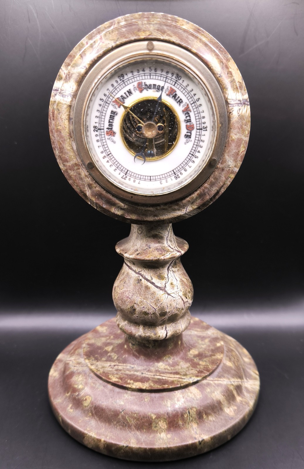 Antique Serpentine Stone Barometer