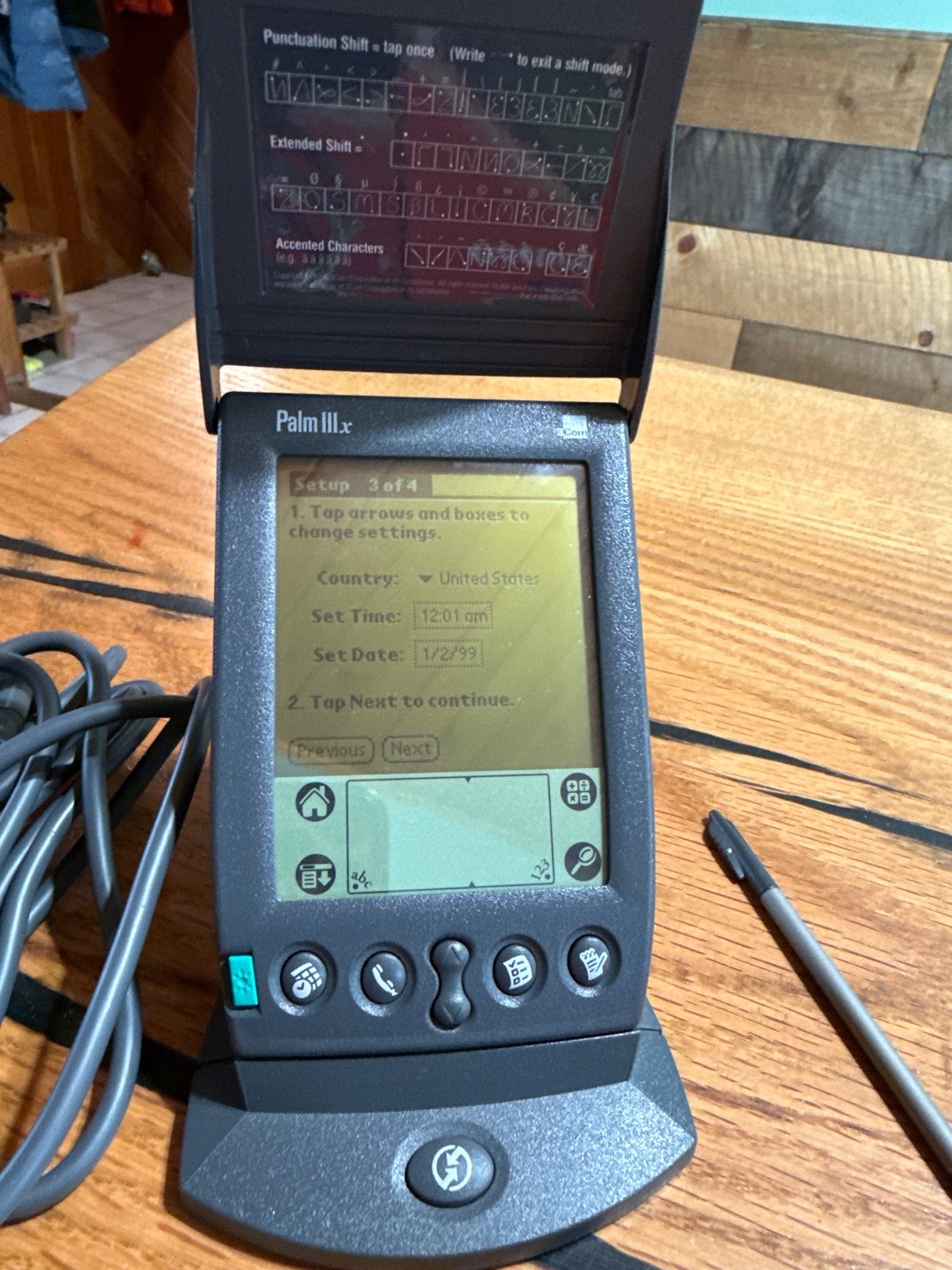 PALM IIIe 3 Com Handheld PDA KIT TESTED WORKING