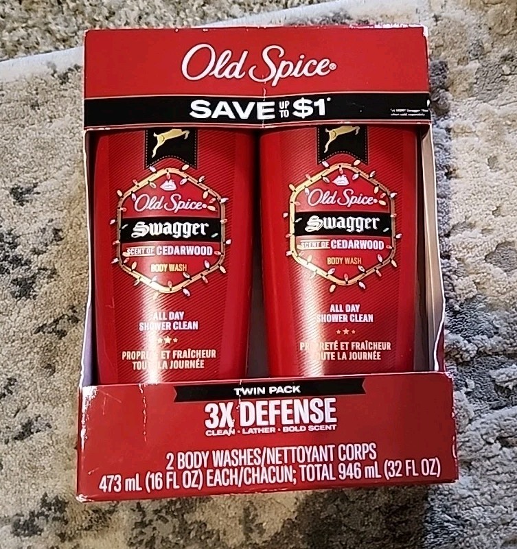 Old Spice Swagger Scent of Cedarwood Men's Body Wash, 2 Pack, 32 Fl. Oz