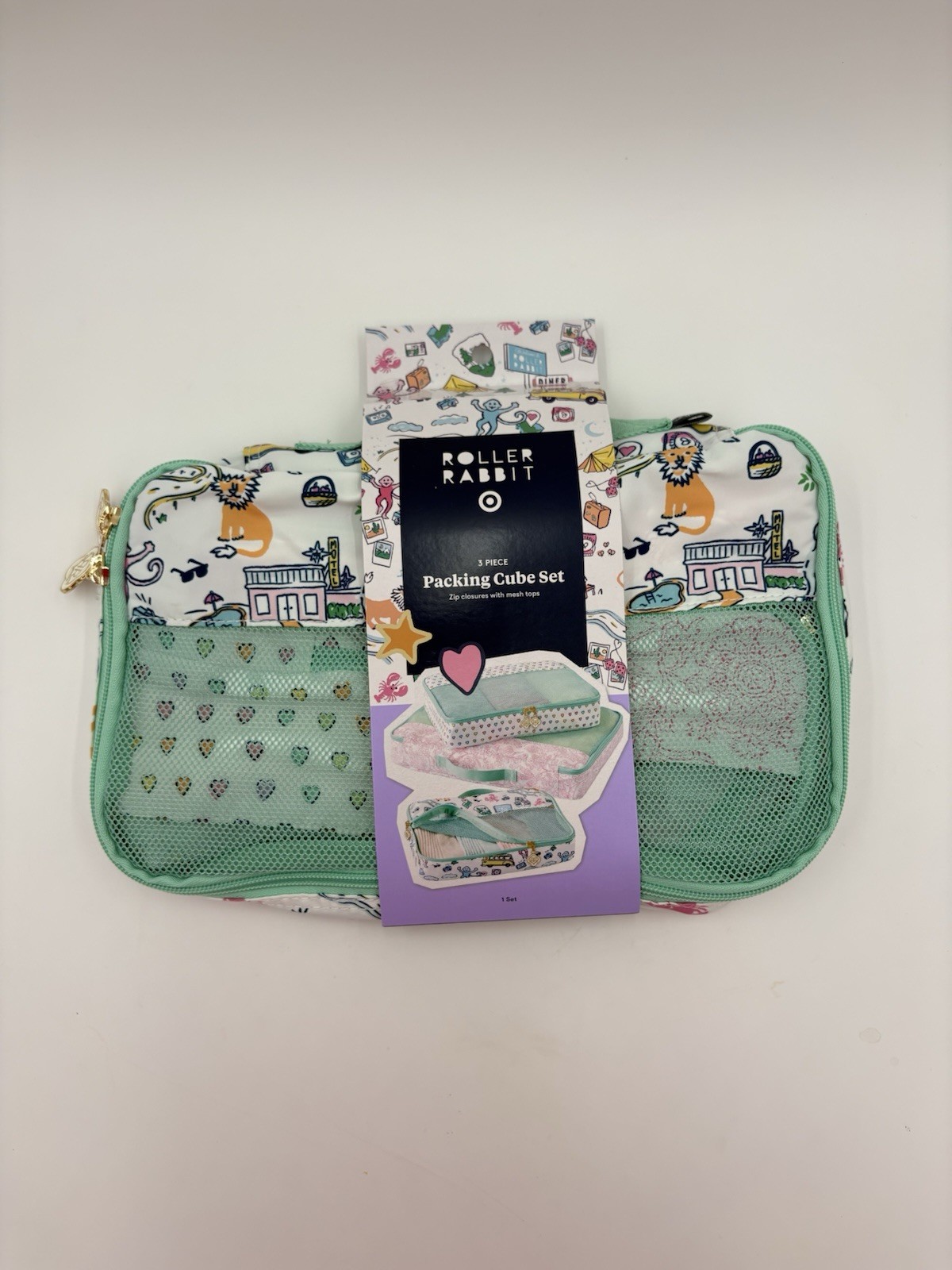 3pc Packing Cube Set White/Teal - Roller Rabbit x Target
