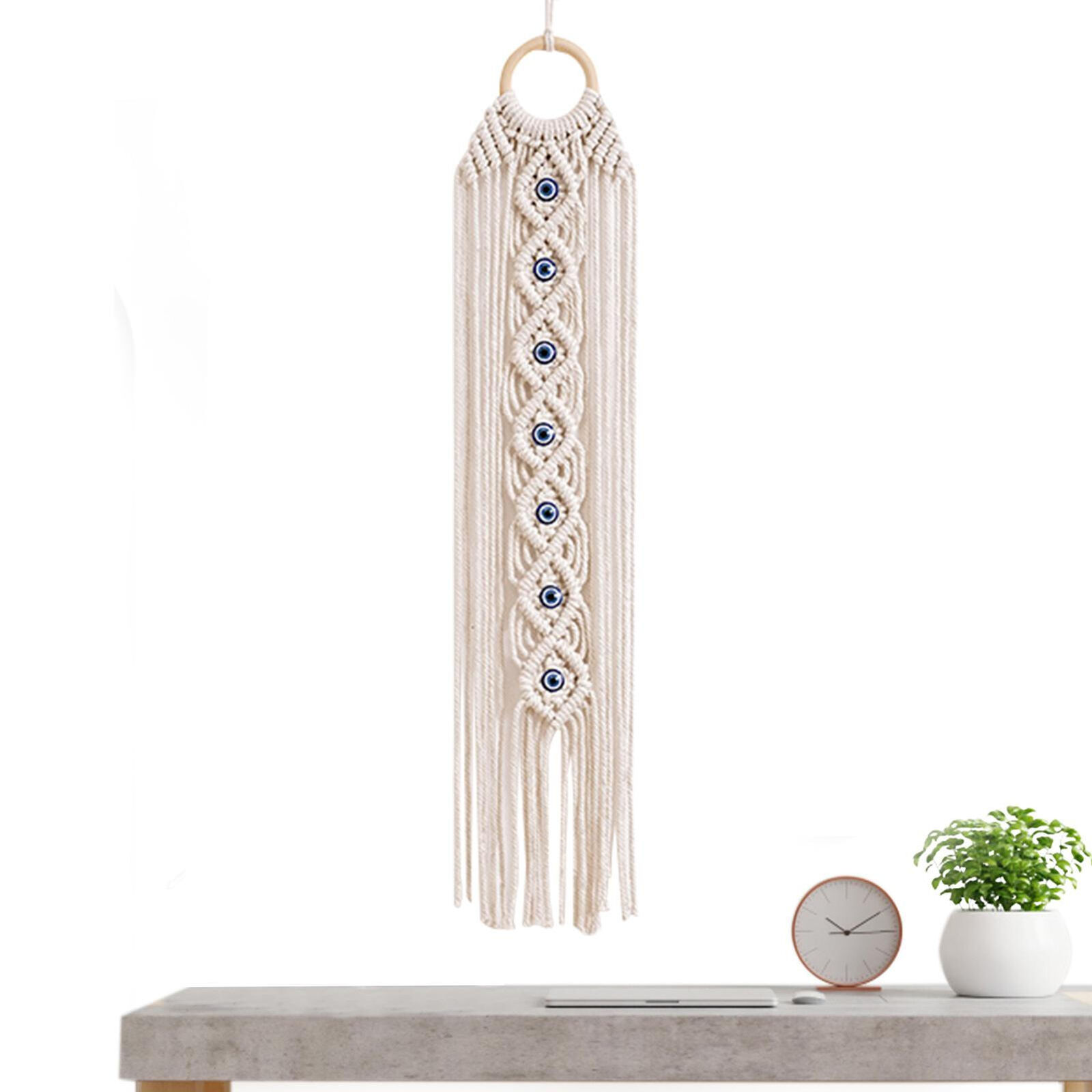 Devil Eye Macrame Wall Hanging Tapestry Evil Eye Dream Catcher With Crystal 