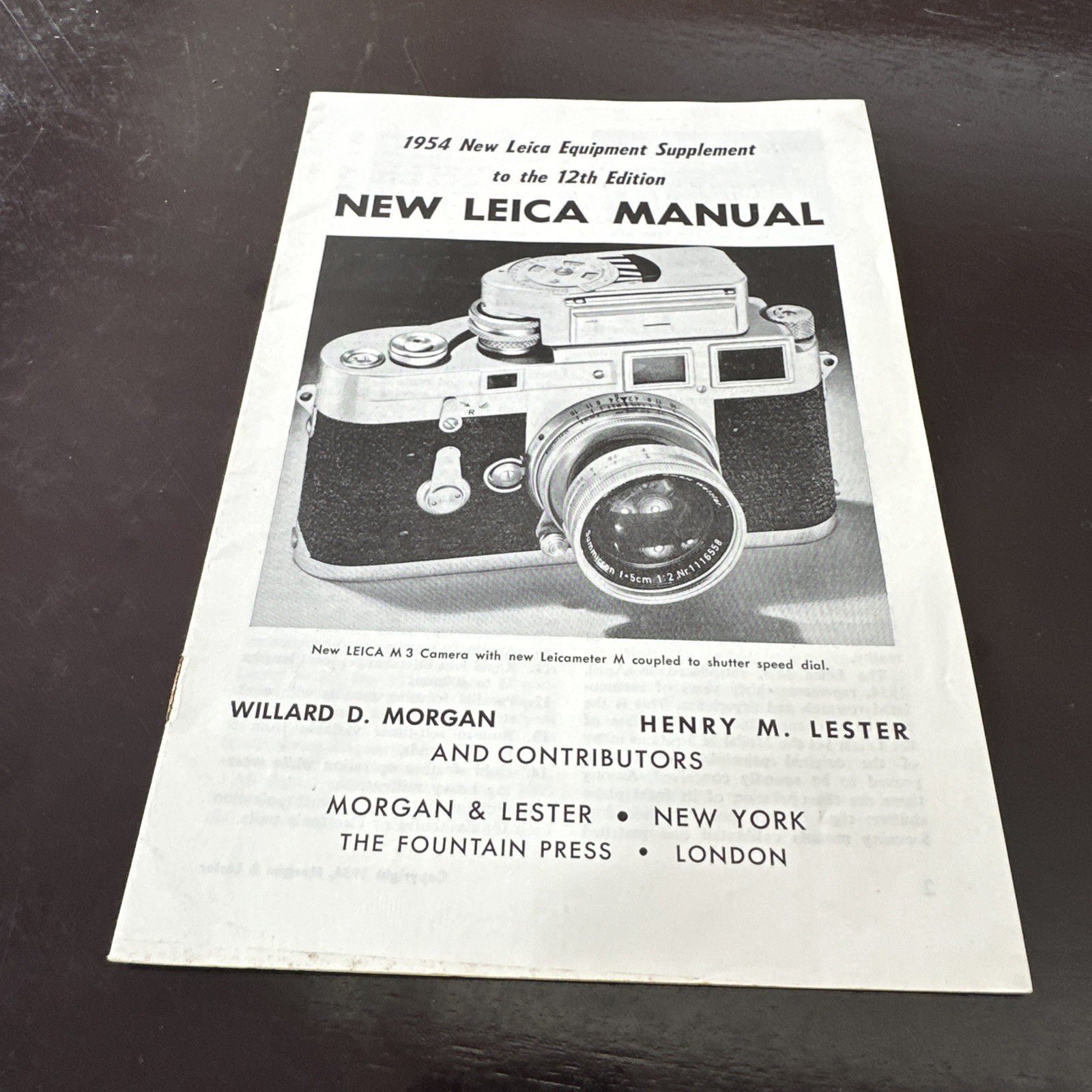 New Leica Manual 1954 Supplement To The 12th Edition 
