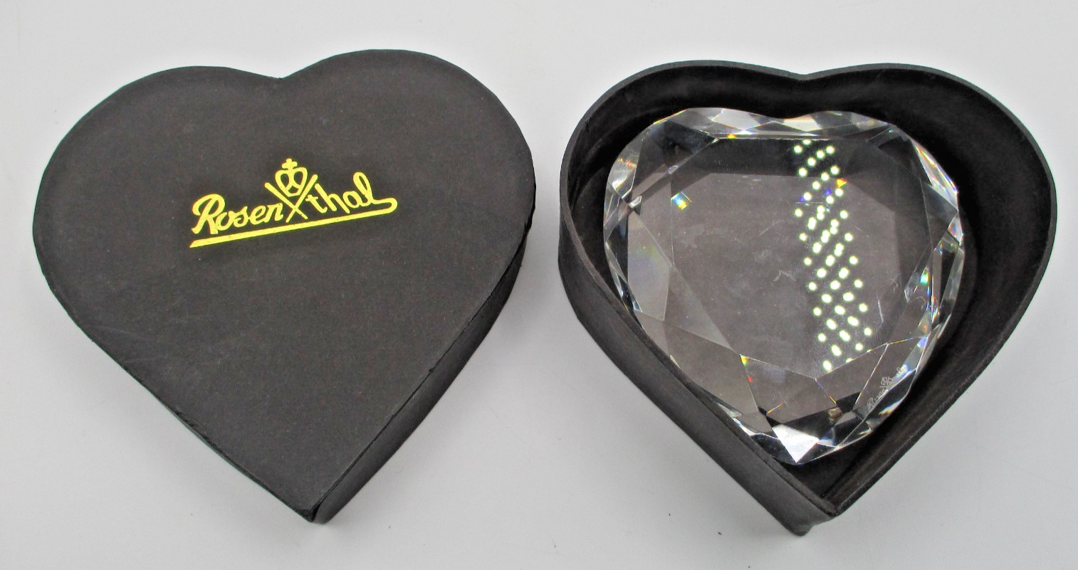 ROSENTHAL CRYSTAL HEART PAPERWEIGHT with BOX